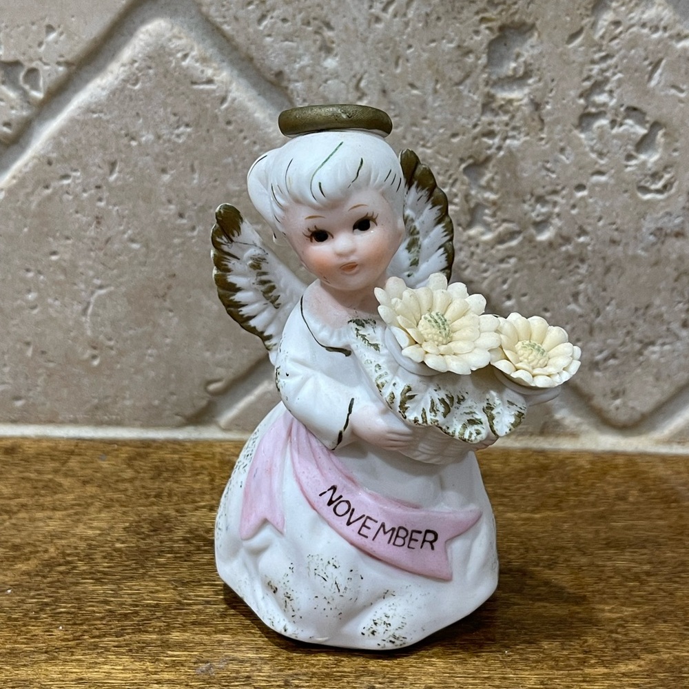 November Angel Figurine with Flowers